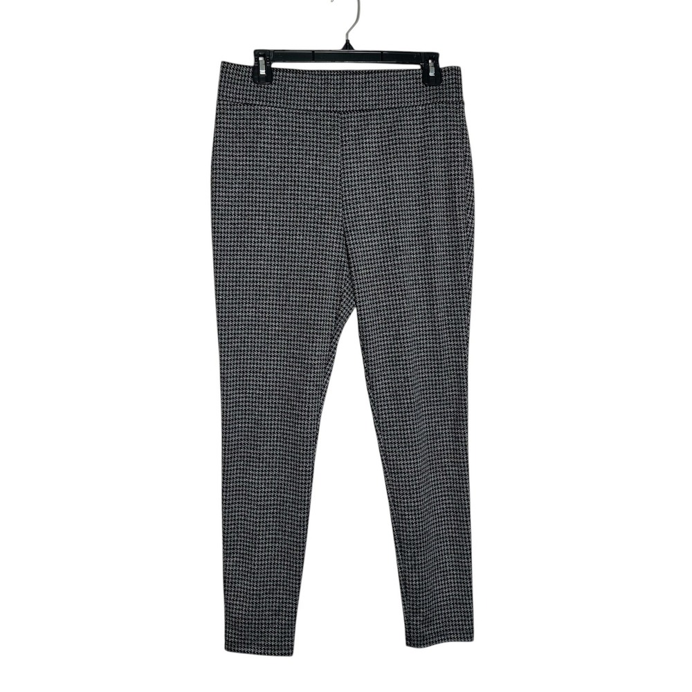 Loft Womens Black White Houndstooth Knit Leggings Pull On Slim Pants Size Medium